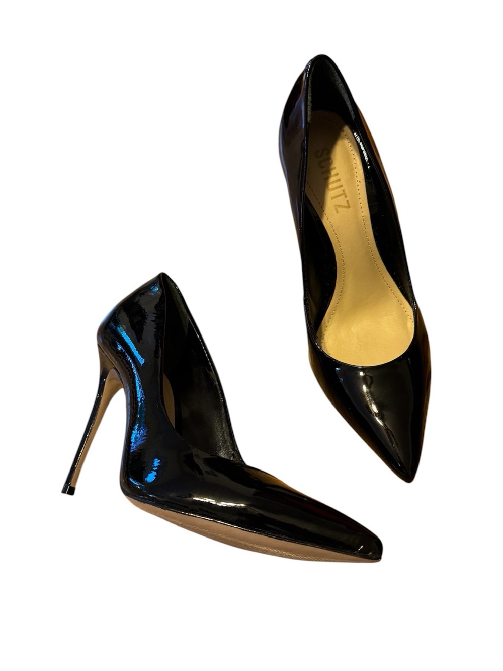 SCHUTZ Black Patent Pointed-Toe Stiletto Pumps brand new size 37